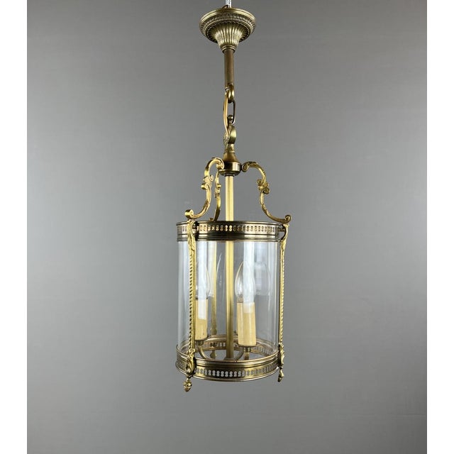 20th Century Louis XVI Lantern in Bronze and Glass For Sale - Image 11 of 11