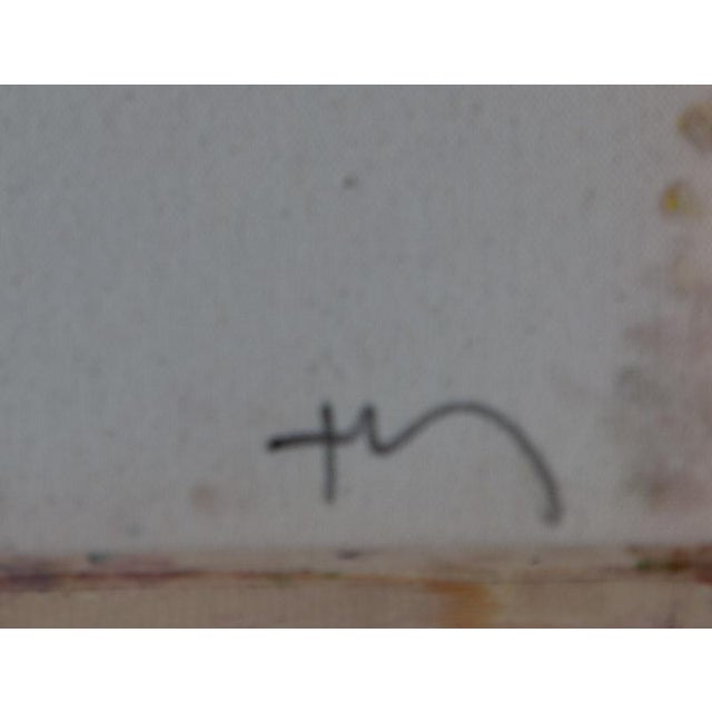 Bill Tansey " Pink Vase Green Linen " Abstract Floral Oil Painting on