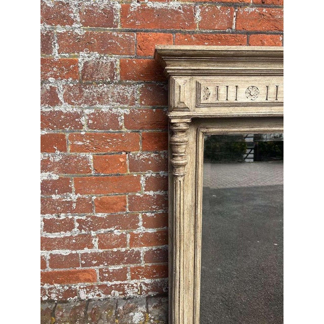 Large Antique French Carved Wood Painted Mirror For Sale - Image 5 of 7