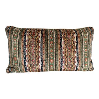 Traditional Velvet Lumbar Pillow in Brunschwig & Fils "Savonnerie" For Sale