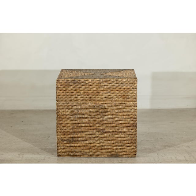 Country Style Square Handwoven Rattan Basket with Removable Lid For Sale - Image 18 of 18