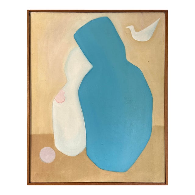 Vintage Modernist Abstract Biomorphic Still Life, Signed (C. 1960, Oil on Canvas) For Sale
