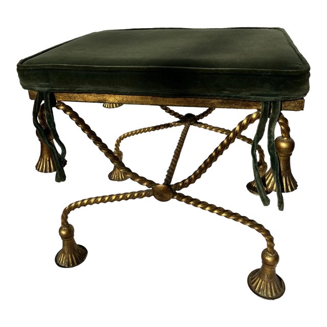 Vintage Gilt Metal Rope and Tassel Bench For Sale