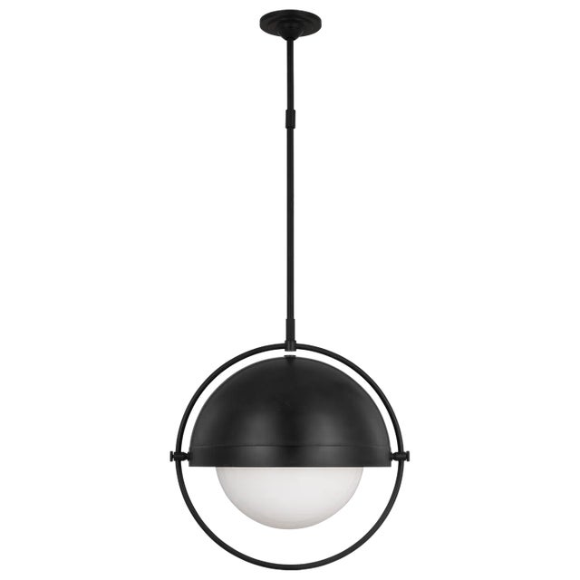 Transitional Thomas O'Brien By Visual Comfort Studio Bacall 1-Light Extra Large Pendant in Aged Iron For Sale - Image 3 of 3