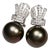 Mid 20th Century 18k White Gold Tahitian Pearl Diamond Drop Earrings Estate, Pair For Sale