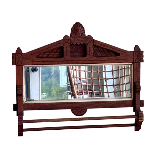 Antique Eastlake-Style Wall Mirror With Towel Bar For Sale - Image 10 of 12