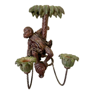 Vintage Monkey and Palm Two Candle Sconce