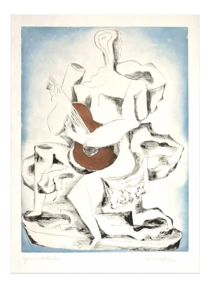 Guitar Player - Original Etching by Ossip Zadkine - 1962 1962