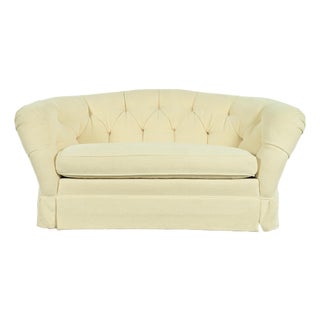 Baker Furniture Mid-Century Hollywood Regency Tufted Sofa or Loveseat, Circa 1960s For Sale