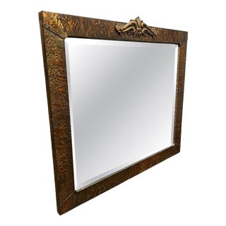 Antique Arts and Crafts English Hammered Copper Mirror, 1890s For Sale