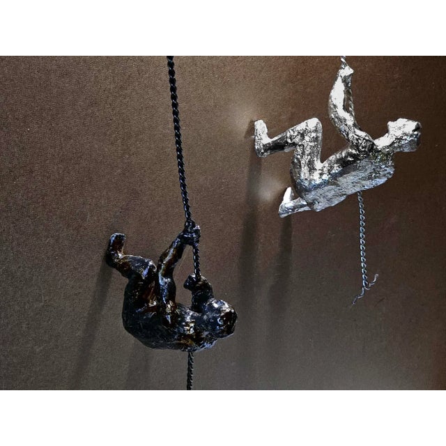 Large Pair 43" Vintage Climbing Man Sculptures Global Views Handcrafted Cast Iron For Sale In Los Angeles - Image 6 of 8