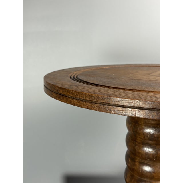 Chunky Low Turned Wood Brutalist Side Table in the style of Charles Dudouyt, 1950s For Sale - Image 11 of 17