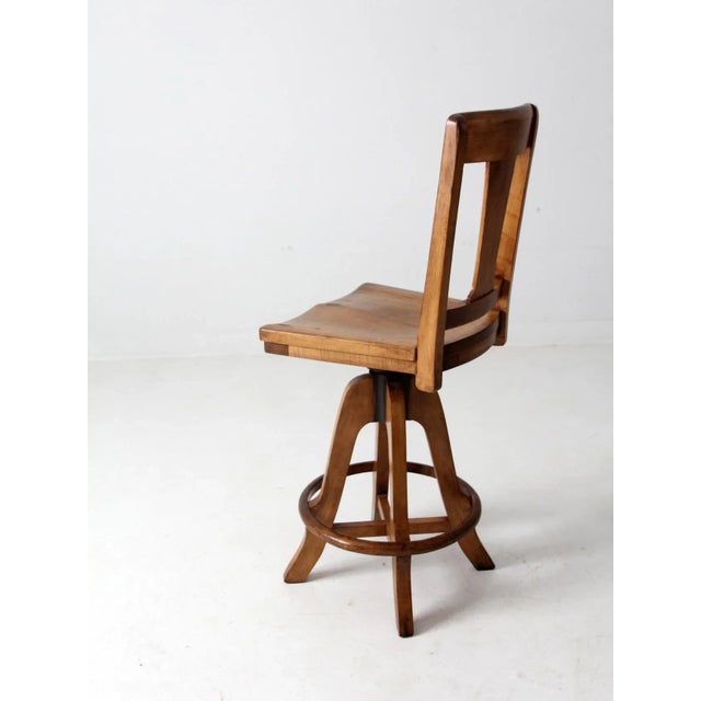 Brown Vintage Arts & Crafts Drafting Stool For Sale - Image 8 of 12