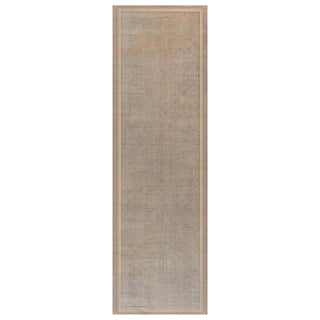 Doris Leslie Blau Antique Chinese Wool Runner in Beige and Brown For Sale