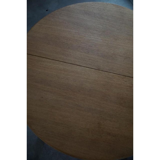 Danish Modern Round Dining Table in Oak with Extension by Henning Kjærnulf, 1960s For Sale - Image 15 of 18