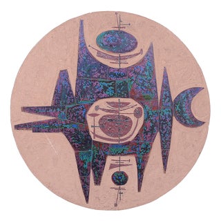 Vintage Art Wall Panel with Glass, 1960s For Sale