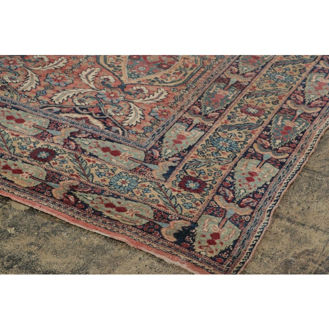 Oversized Antique Kerman Lavar Rug in Red With Floral Patterns | Rug & Kilim For Sale In New York - Image 6 of 7