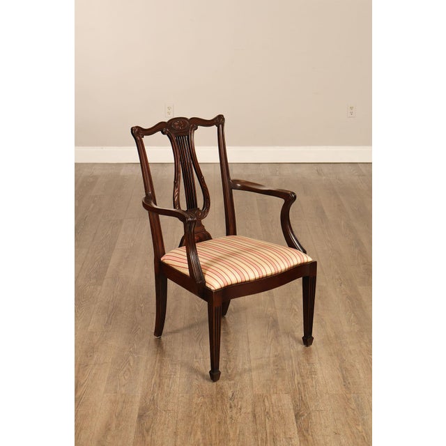 Traditional Henkel Harris Mahogany Set Of Eight Lyre Back Dining Chairs For Sale - Image 3 of 18