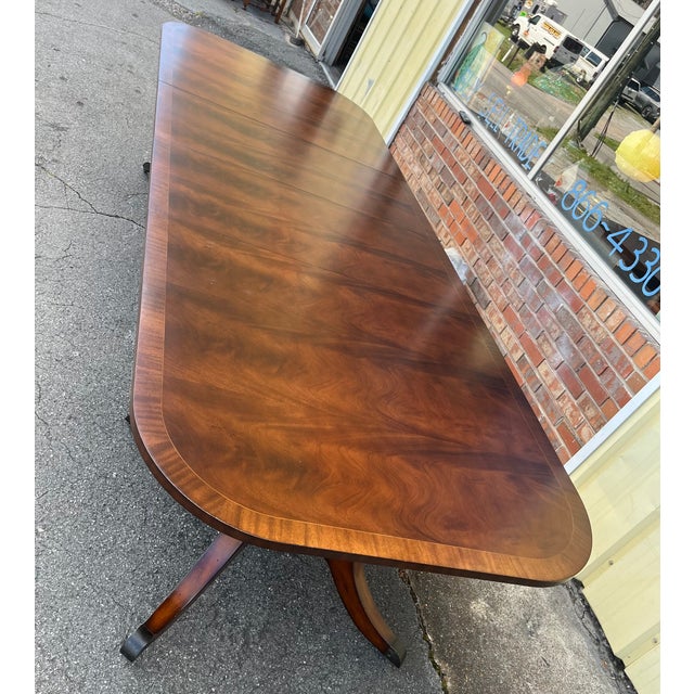 Late 20th Century Regency Style Flame Mahogany Dining Table Attributed to Maitland-Smith For Sale - Image 9 of 18