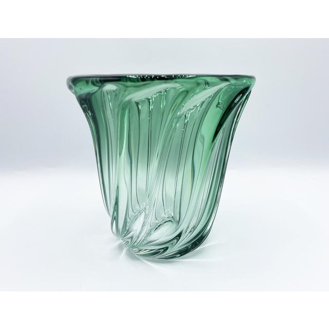 Green Crystal Vase by Val Saint Lambert, 1960s For Sale - Image 4 of 14