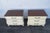 Shabby Chic French Carved Large Bombay Painted 2 Tone Nightstands Bedside Tables a Pair 5822 For Sale - Image 3 of 12
