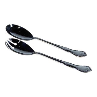 1980s Silver Pair Salad Servers, Chesterfield. For Sale
