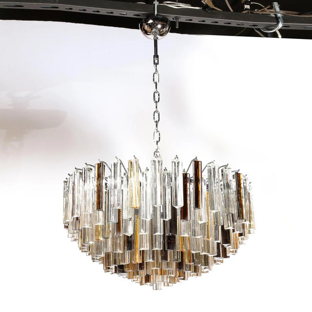 2020s Modernist Hand-Blown Triedre Mixed Amber Murano Glass Chandelier For Sale - Image 5 of 12