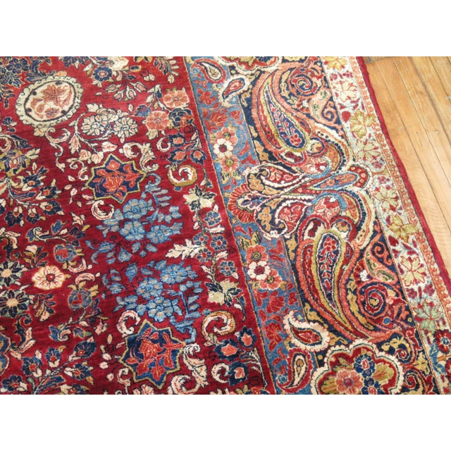 Persian Antique Square Persian Sarouk Rug For Sale - Image 3 of 9