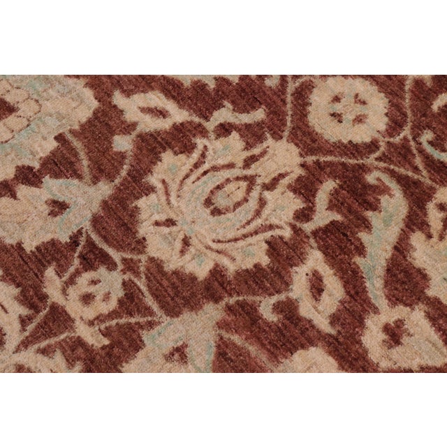 Shabby Chic Classic Ziegler Brown/Green Wool Round Rug - 7'10'' X 8'0'' For Sale - Image 3 of 9