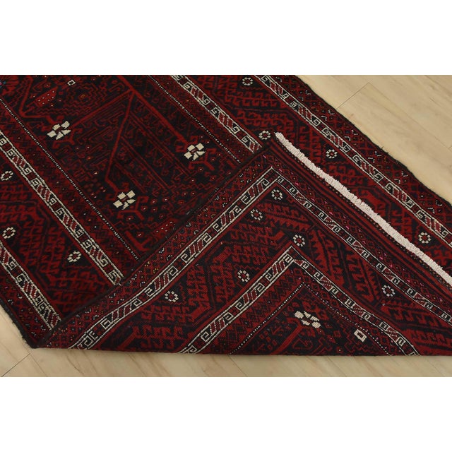 Baloch Rug 3’9” X 8’3” Black Wool Vintage Tribal Hand-Knotted Oriental Carpet For Sale - Image 12 of 13