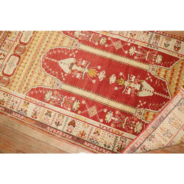 Early 20th Century Zabihi Collection Early 20th Century Column Scroll Turkish Prayer Rug For Sale - Image 5 of 6