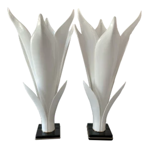 1980s Rougier Lucite Table Lamps - a Pair