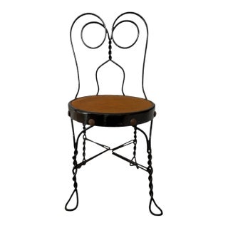 Antique Restored Early 20th C. Child's Twisted Wrought Iron Ice Cream Parlor Chair For Sale