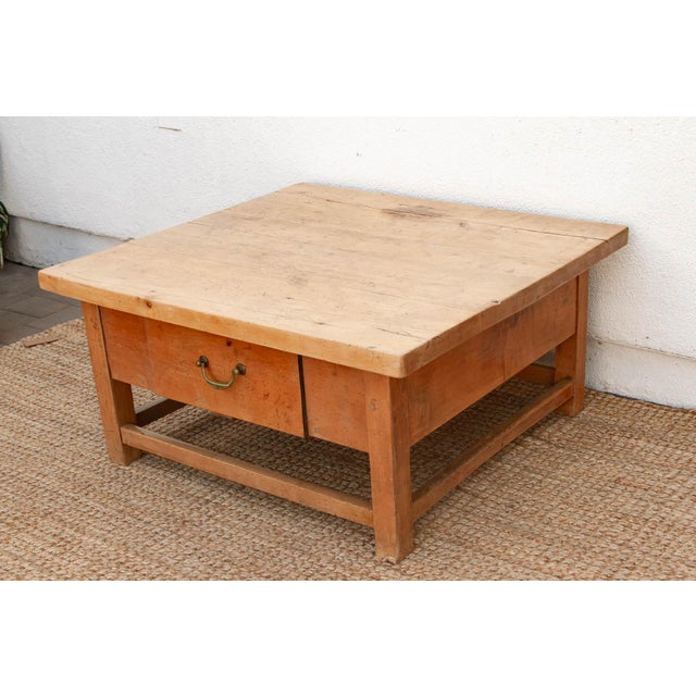 19th Century 1800's English Sycamore Coffee Table W/ 1 Drawer For Sale - Image 5 of 11
