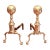 Pair of Antique American Cannon Ball Top Brass Andirons For Sale