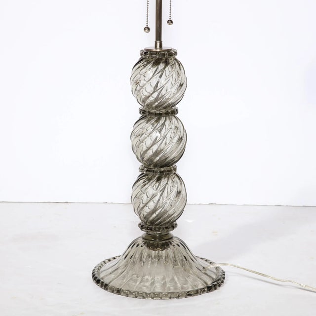Late 20th Century Modernist Hand Blown Murano Smoked Glass Table Lamp With Scalloped Detailing For Sale - Image 10 of 13