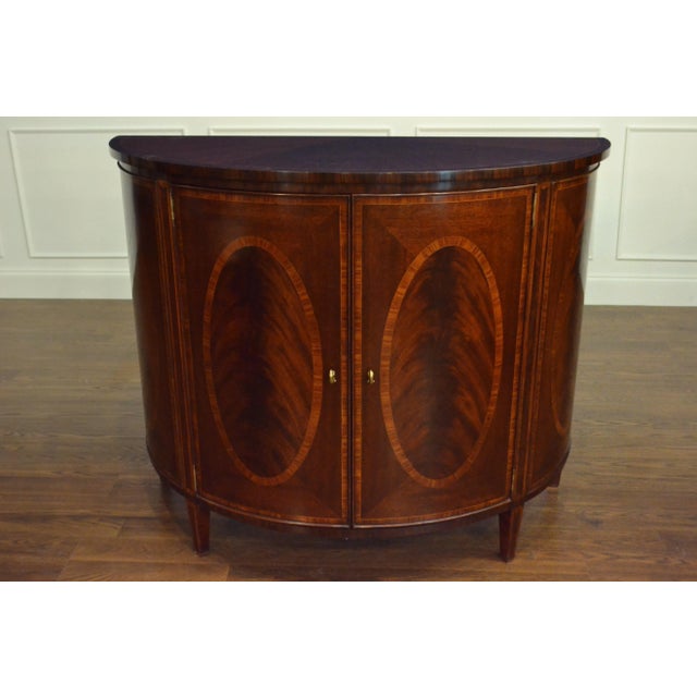 Hepplewhite Style Mahogany Demilune Cabinet by Leighton Hall For Sale - Image 10 of 12
