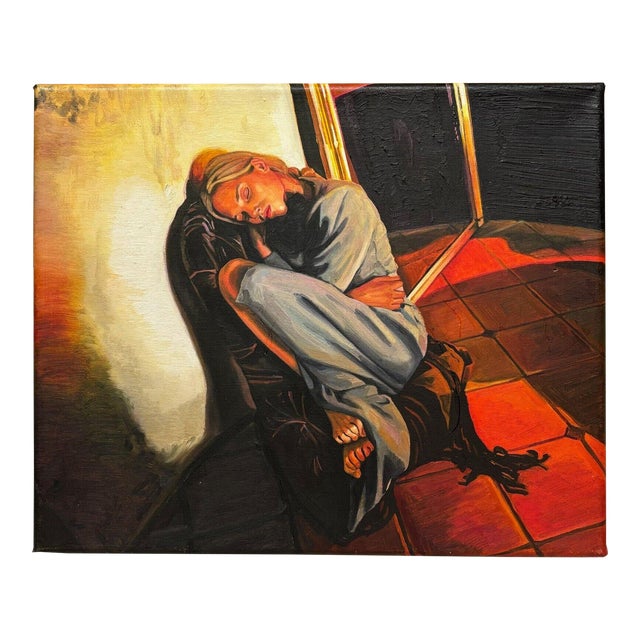 Original Piot Brehmer 'woman Sleeping' Contemporary German Realism Oil Painting For Sale
