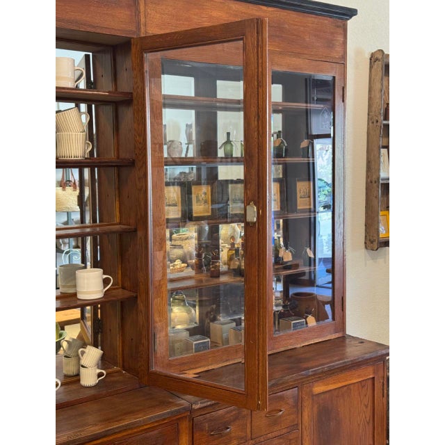 Circa 1900 Large Hungarian Apothecary Cabinet With Glass Doors & Drawers For Sale - Image 4 of 7