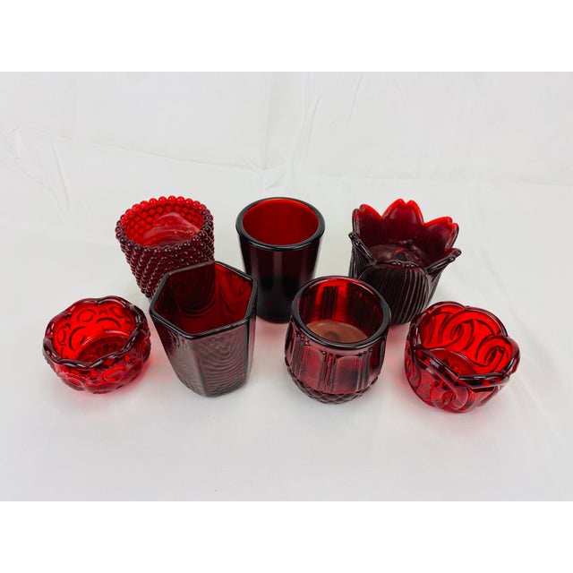 Vintage 1960s Ruby Red Candle Holders Set of 7 Chairish