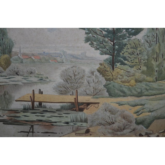 French School Early 20th "The Pond and the Ducks" Watercolor Signed C. Chouet, Framed For Sale - Image 10 of 11