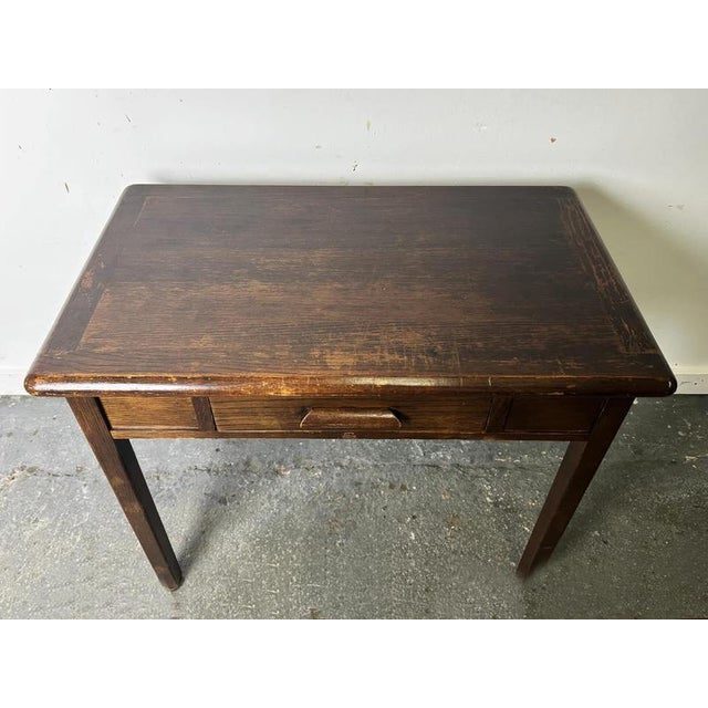 Mid-Century Vintage Abbess Oak Office Desk with Single Drawer, 1950s-60s For Sale - Image 10 of 12