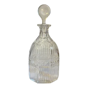 Antique 19th Century Georgian Anglo Irish Cut Crystal Mallet Shape Hexagonal Decanter