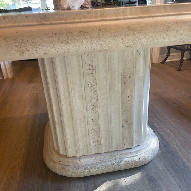 Authentic Kreiss Collection Solid Travertine Square Dining Table For Sale - Image 9 of 12