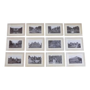 Authentic Antique 19th Century Paris Views Lithographs - Set of 12