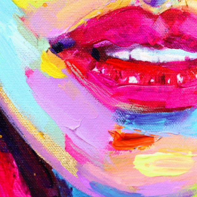 Textile Colorful Textural Original Artwork on Canvas ''Emily'' Figurative Painting by Kate Tova For Sale - Image 7 of 11