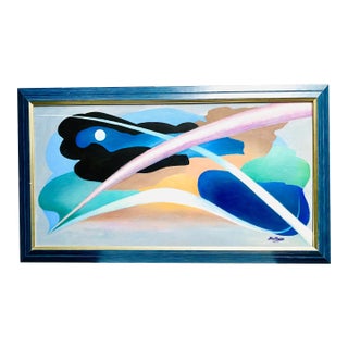 1980s Postmodern Abstract Oil Painting by Bouffard For Sale