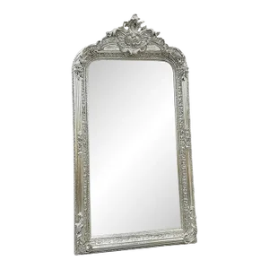 French Style Silver Mirror With Silver Leaf Details