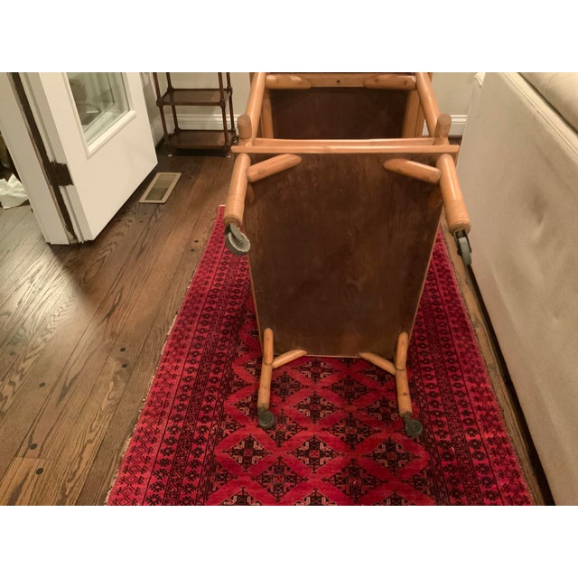 1970s Mid Century Bamboo / Rattan Bar Cart Styled AfterJohn Wisner for Ficks Reed For Sale - Image 10 of 11