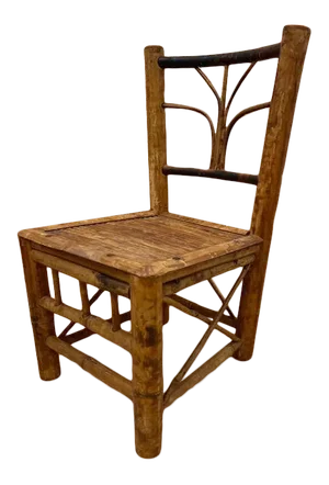 Rattan Tortoise Burnt Bamboo Chair/Plant Stand
